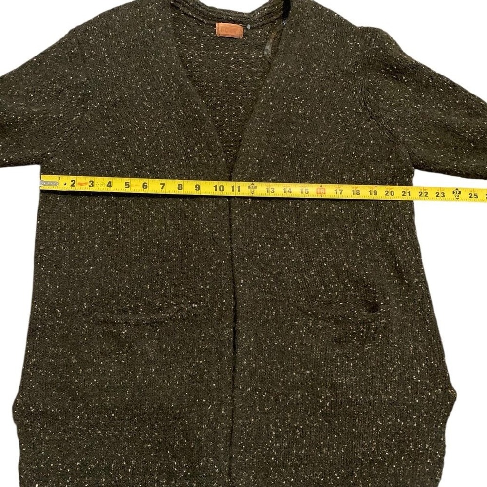 POL Cardigan Sweater  L Green Speckled Knit Open Front Oversized Cabin Gorpcore - Picture 5 of 7